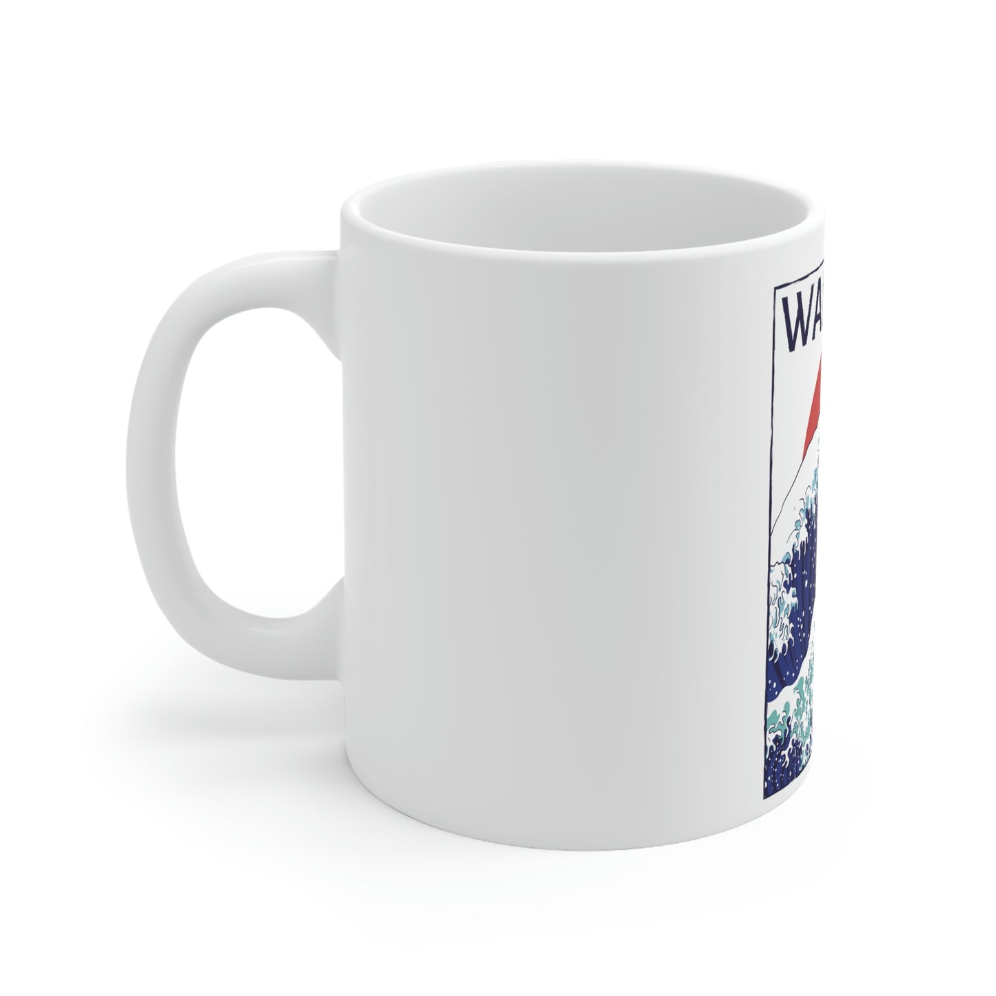 Indie Japanese Art, Japan Streeetwear Retro, Japanese Aesthetic Wave White Ceramic Mug 11oz