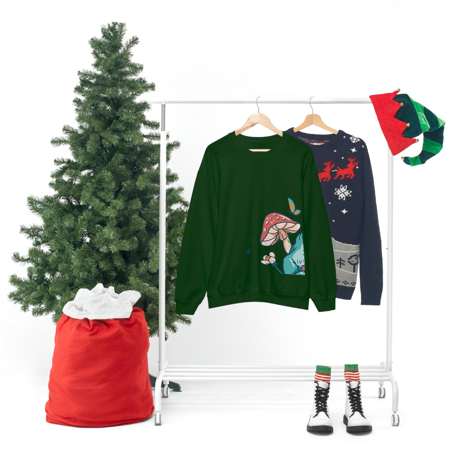 Cottagecore Aesthetic Mushrooms and Frog Sweatshirt
