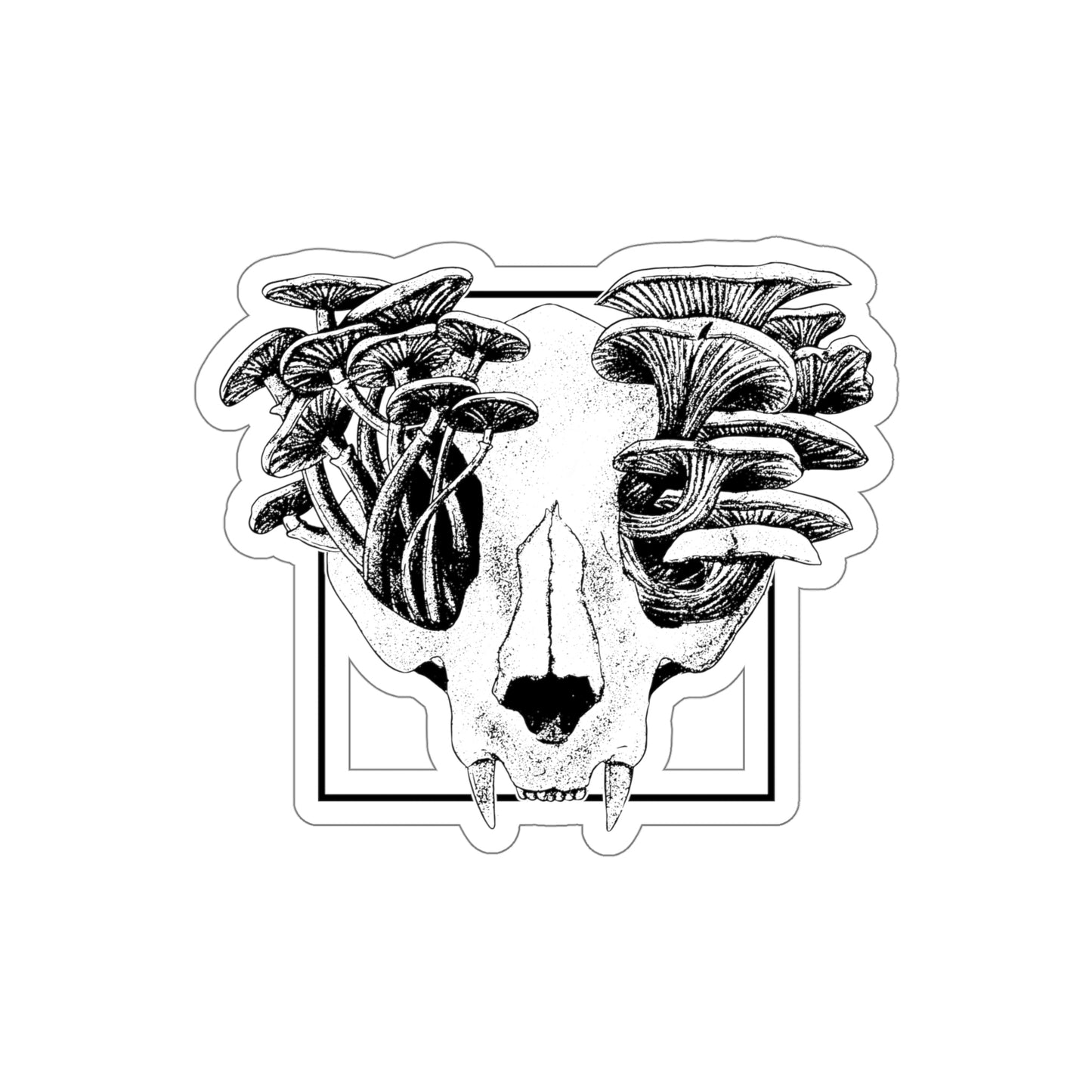 Cottagecore Aesthetic Skull Mushrooms Art Sticker