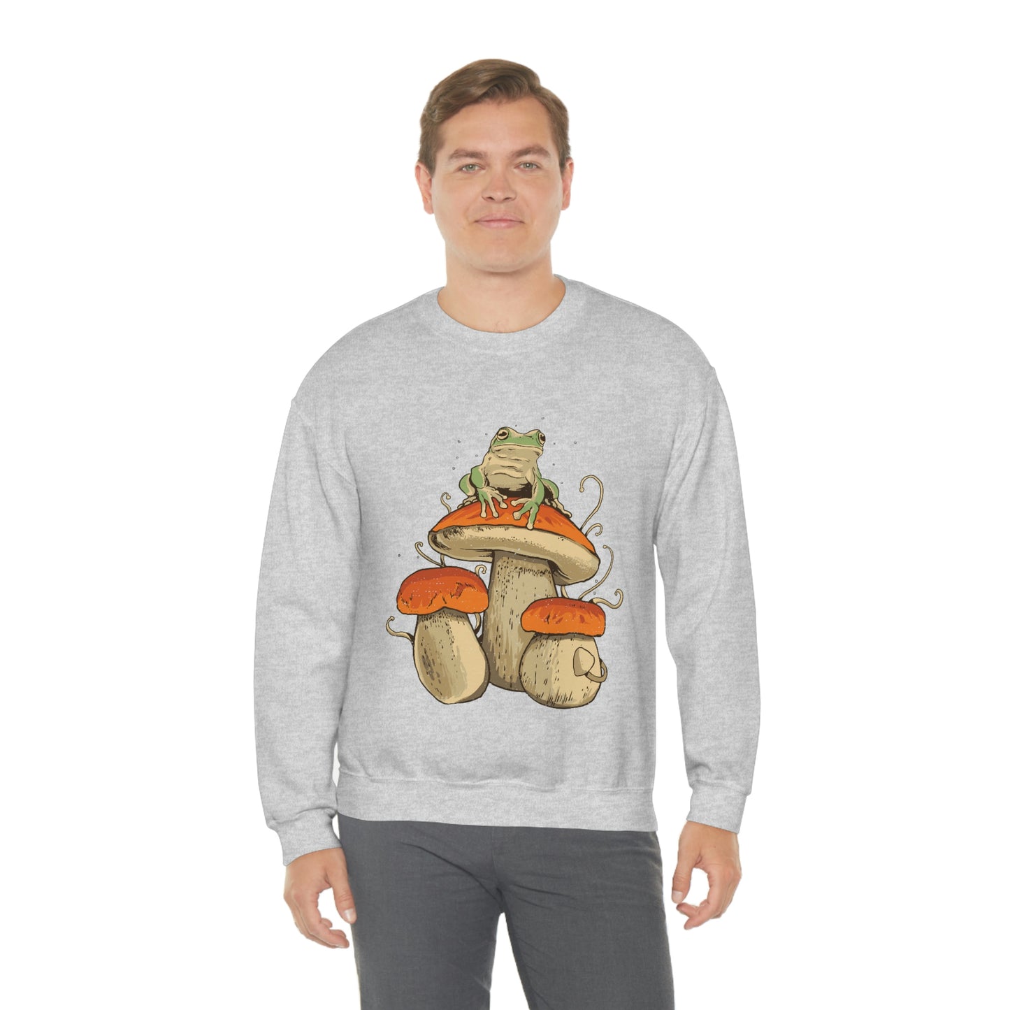 Cottagecore Aesthetic Mushrooms and Frog Sweatshirt