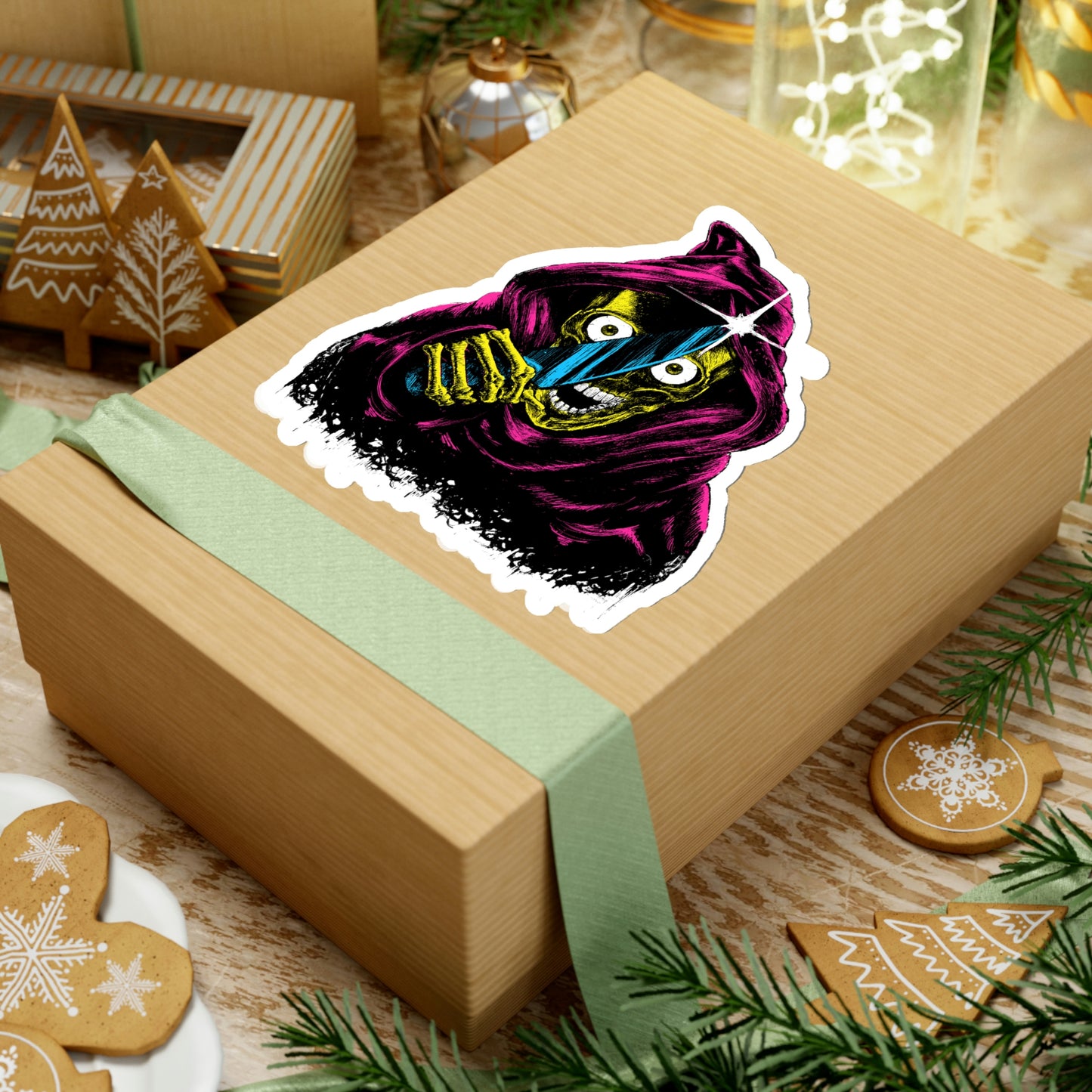 Grim Reaper With Knife Retro Goth Aesthetic Sticker