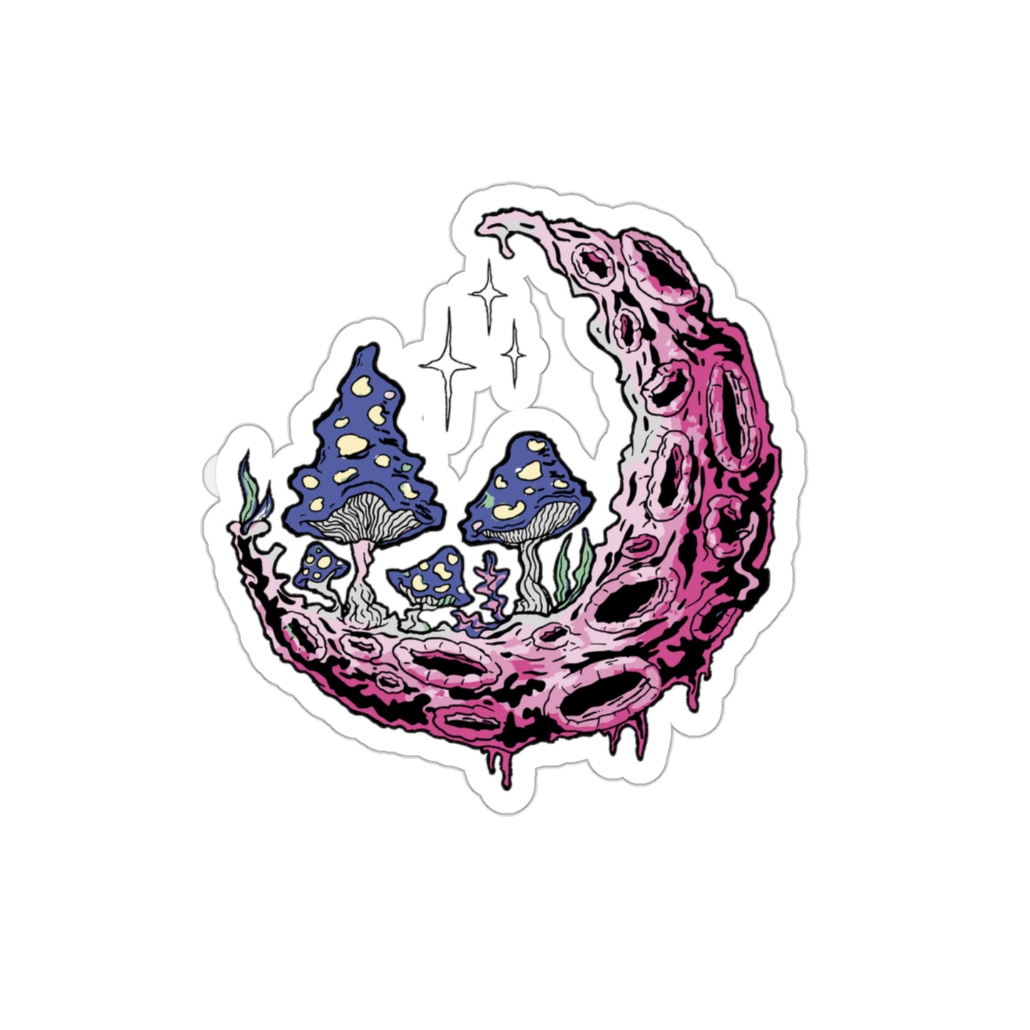 Cottagecore Aesthetic Moon Mushrooms Magic Sticker
