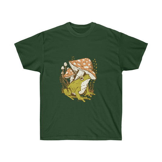 Cottagecore Aesthetic Mushrooms and Frog T-Shirt
