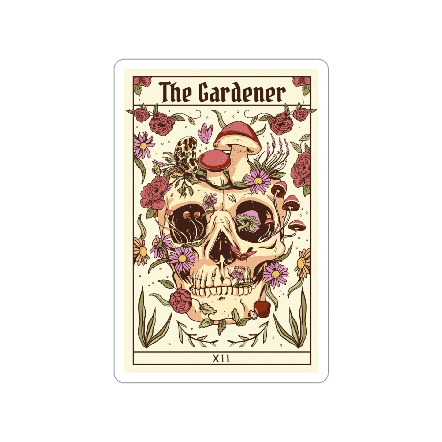 Tarot Card The Gardener Skull Sticker