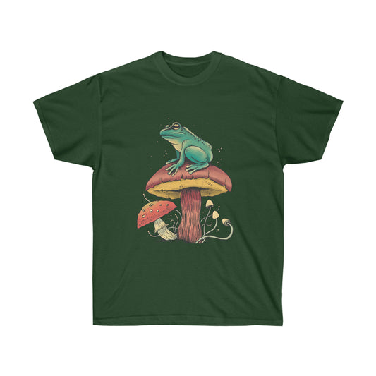 Cottagecore Aesthetic Mushrooms and Frog T-Shirt