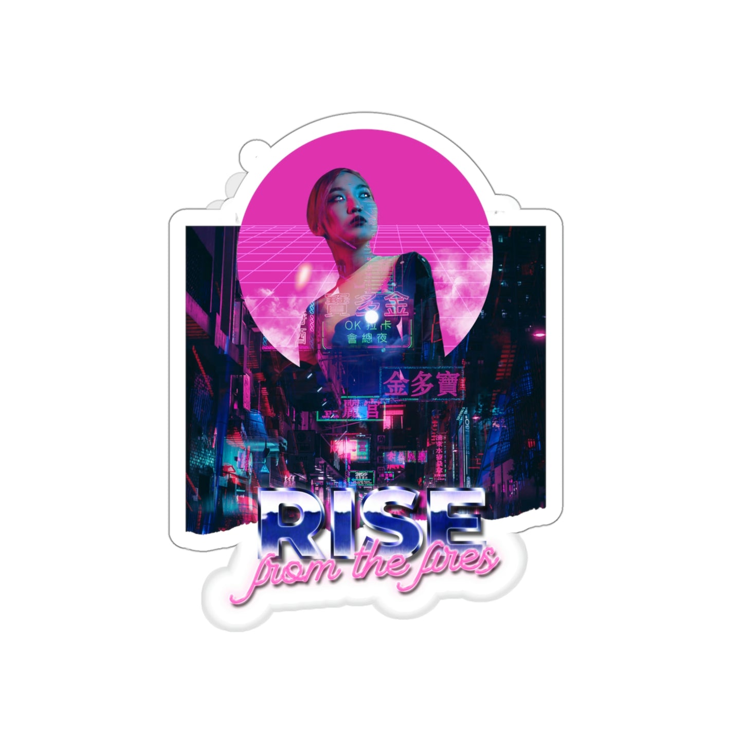 Japanese Aesthetic Girl 80's runner Sticker