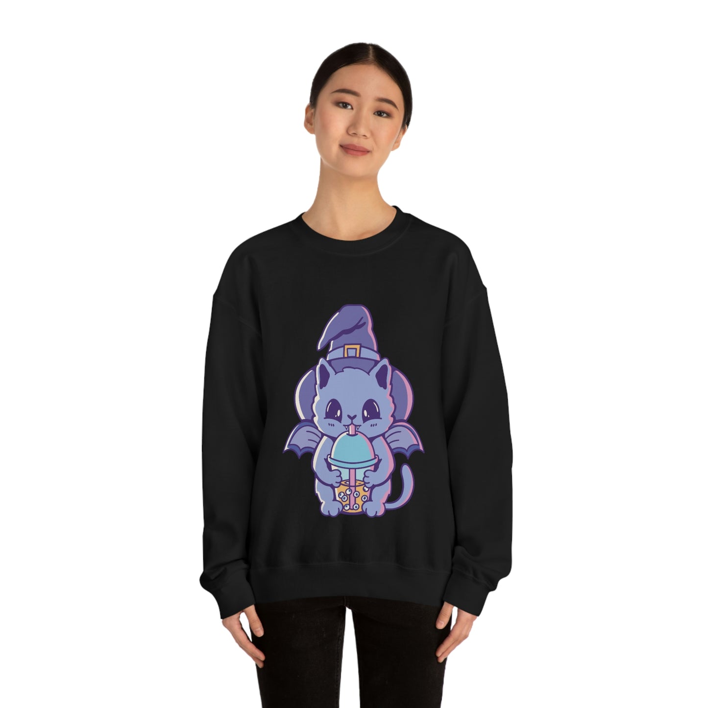 Pastel Goth Cat Witch, Goth Aesthetic Sweatshirt