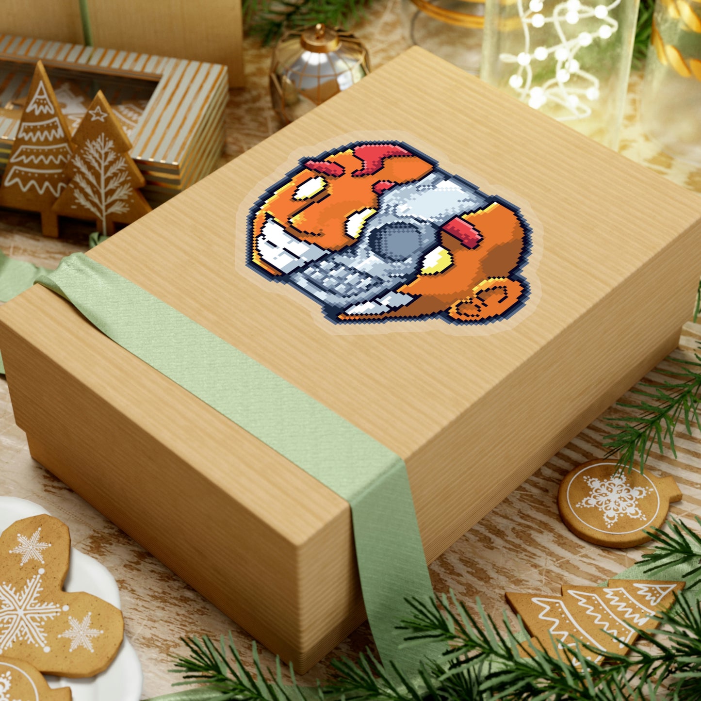 Pixel Split Skull Sticker