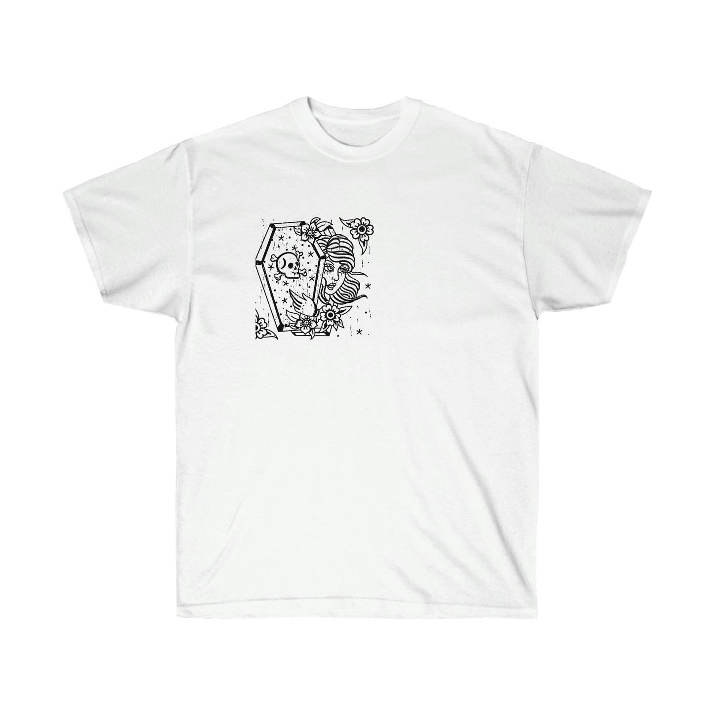 Women Skull Coffinn Line Art T-Shirt