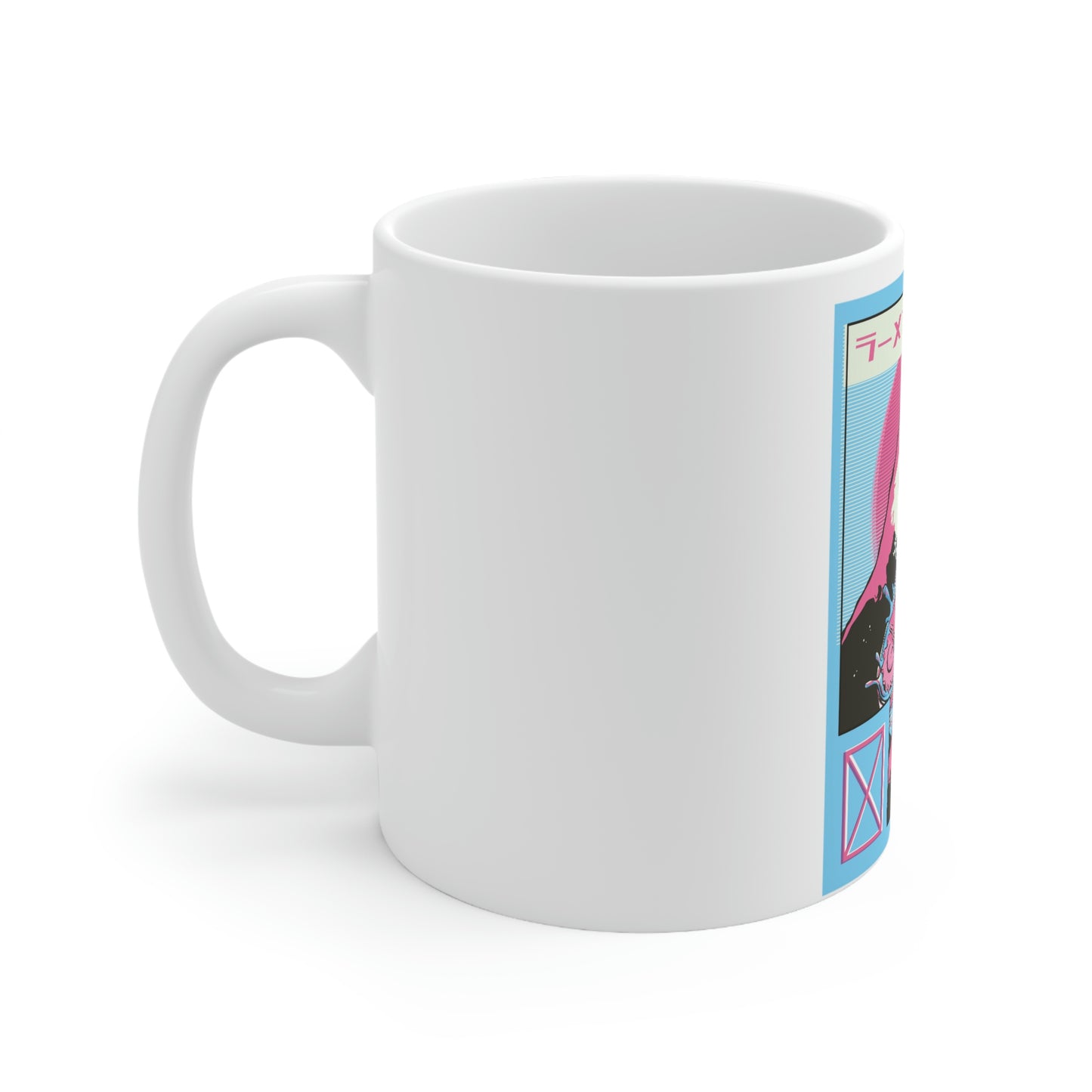 Japanese Aesthetic Ramen Wave Retrowave White Ceramic Mug 11oz