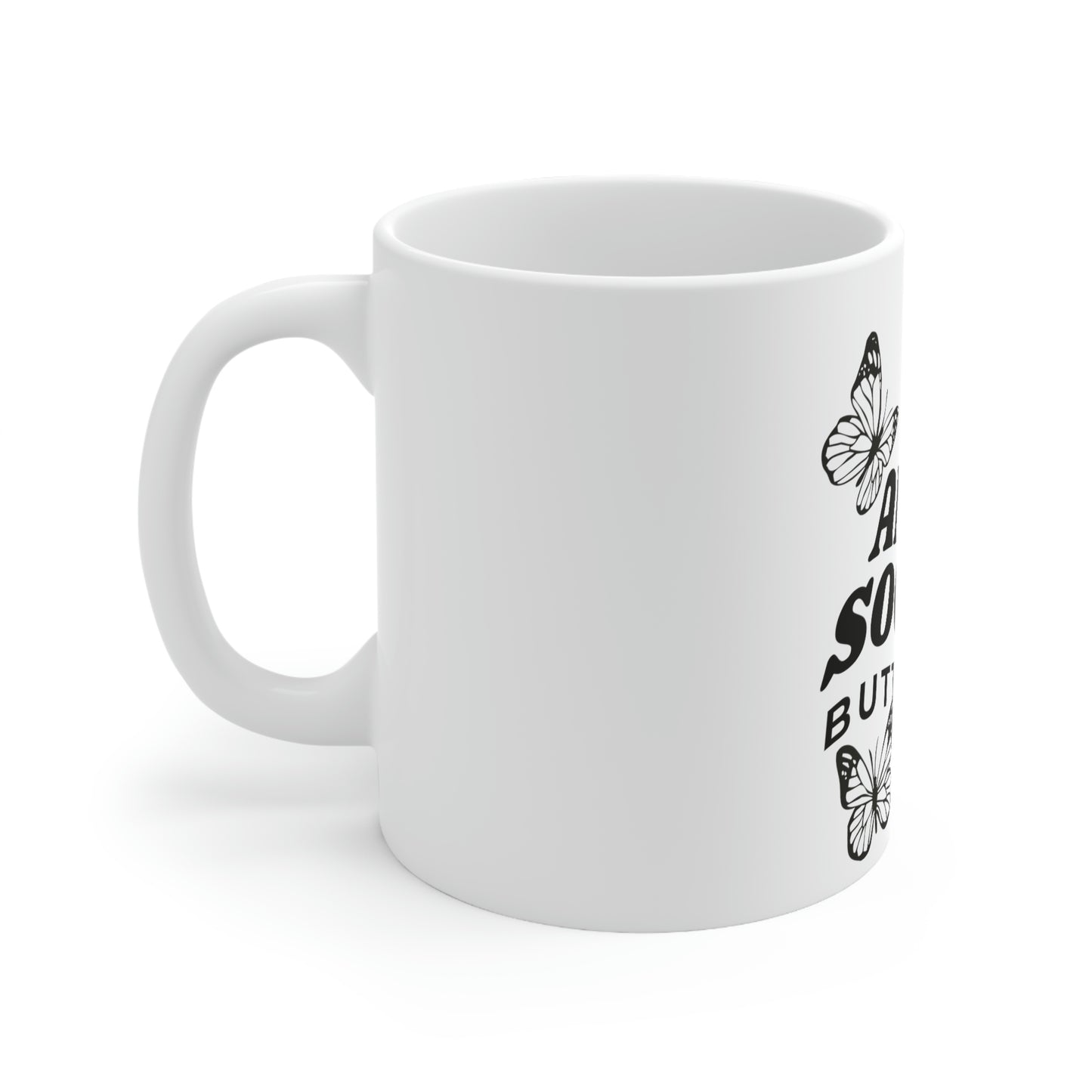 Anti Social Butterfly, Goth Aesthetic White Ceramic Mug
