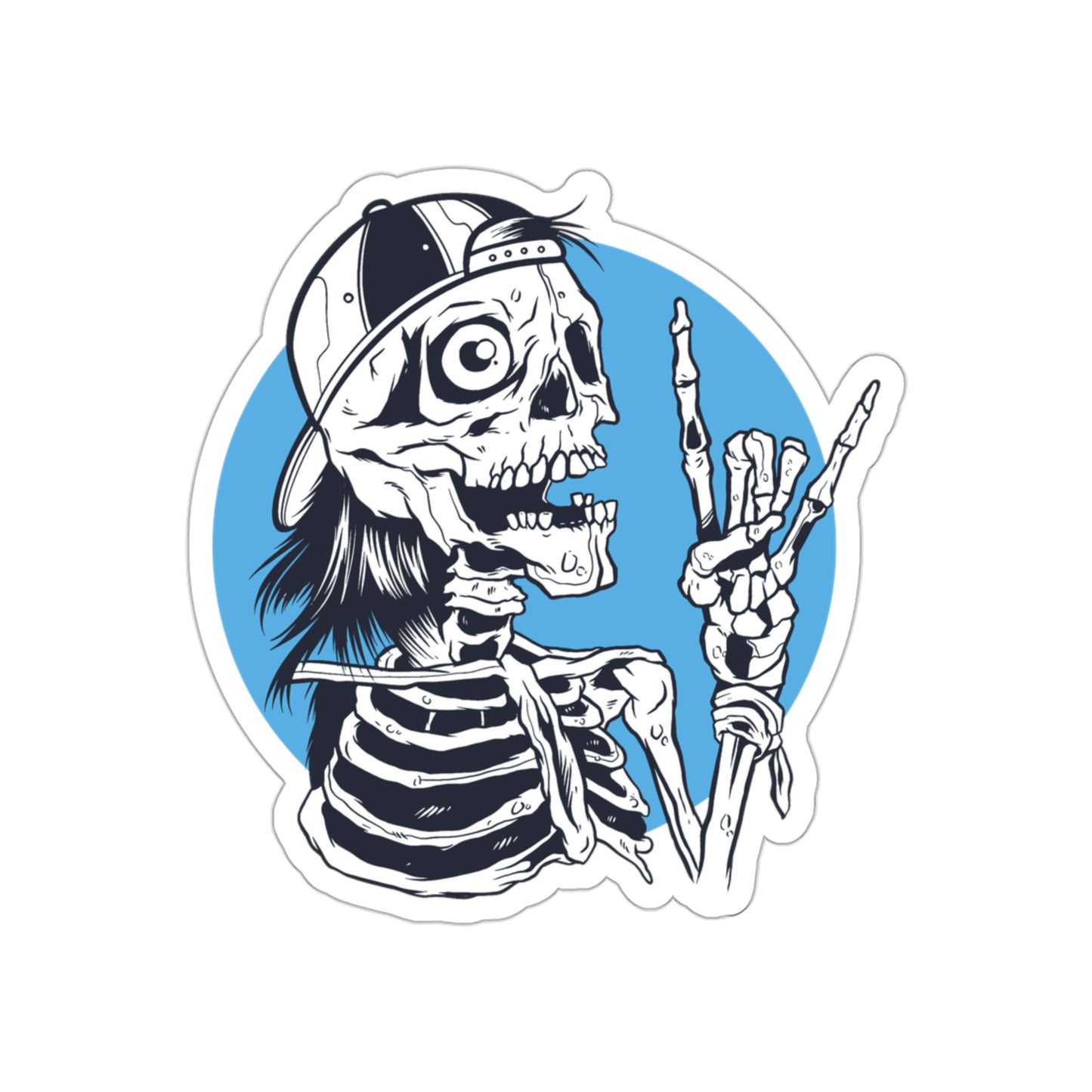 Skeleton Rock Sign Skater Sticker
