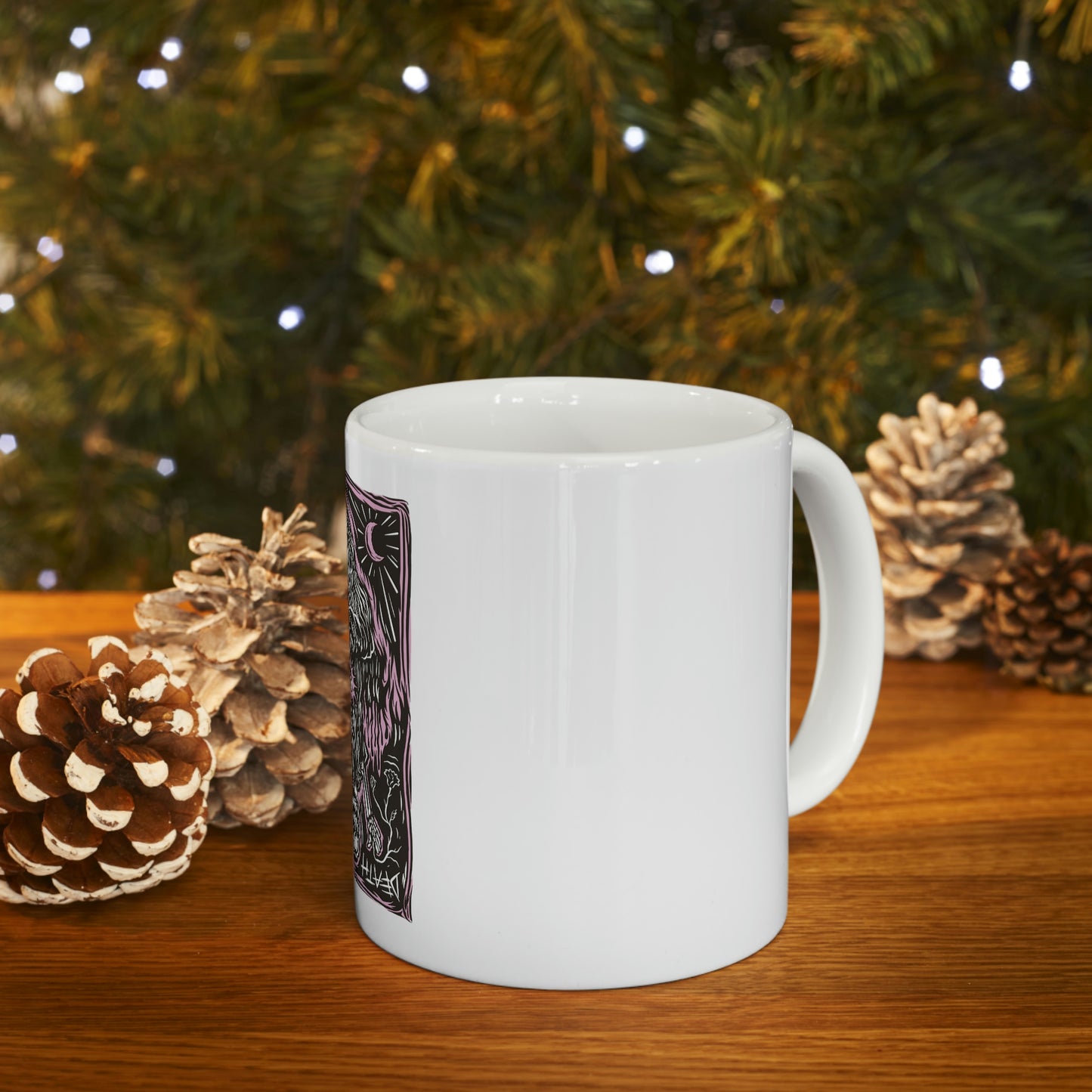 Goth Aesthetic Grim Reaper Card White Ceramic Mug