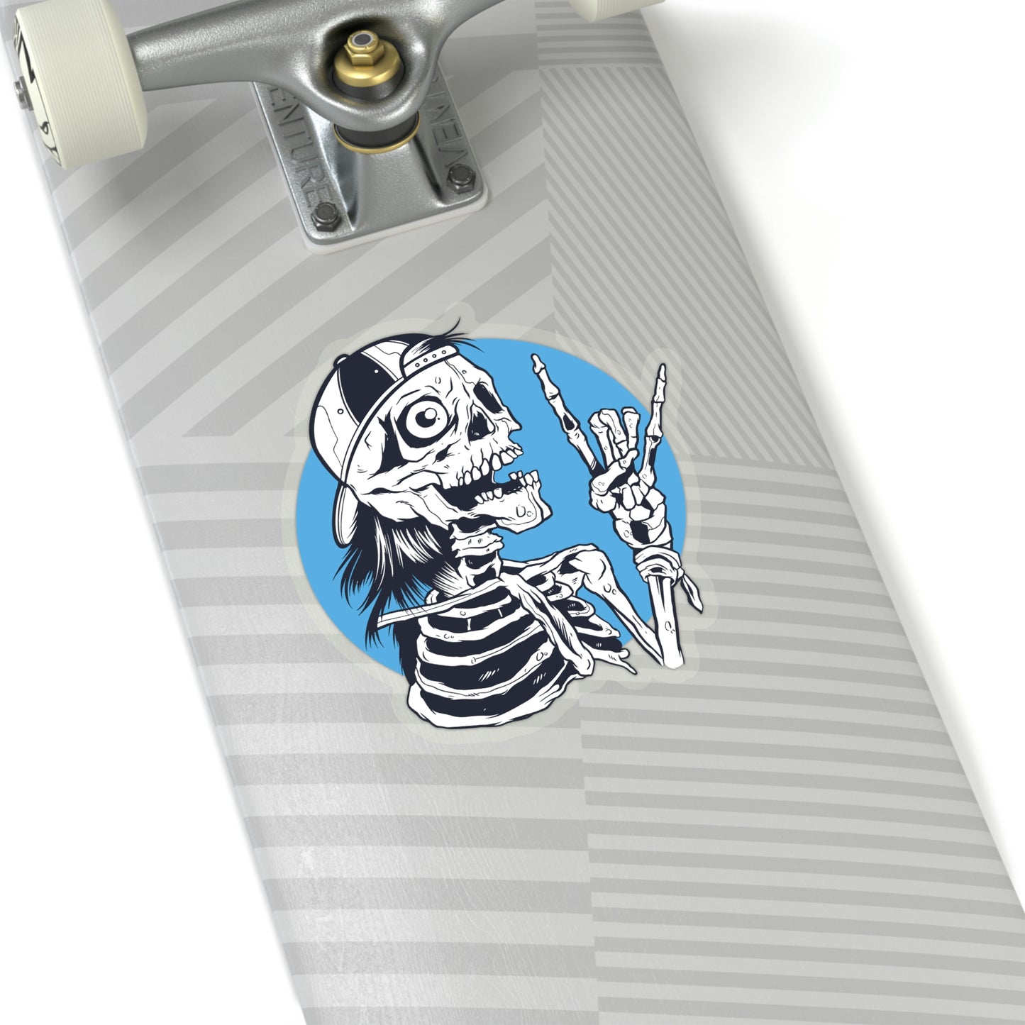 Skeleton Rock Sign Skater Sticker