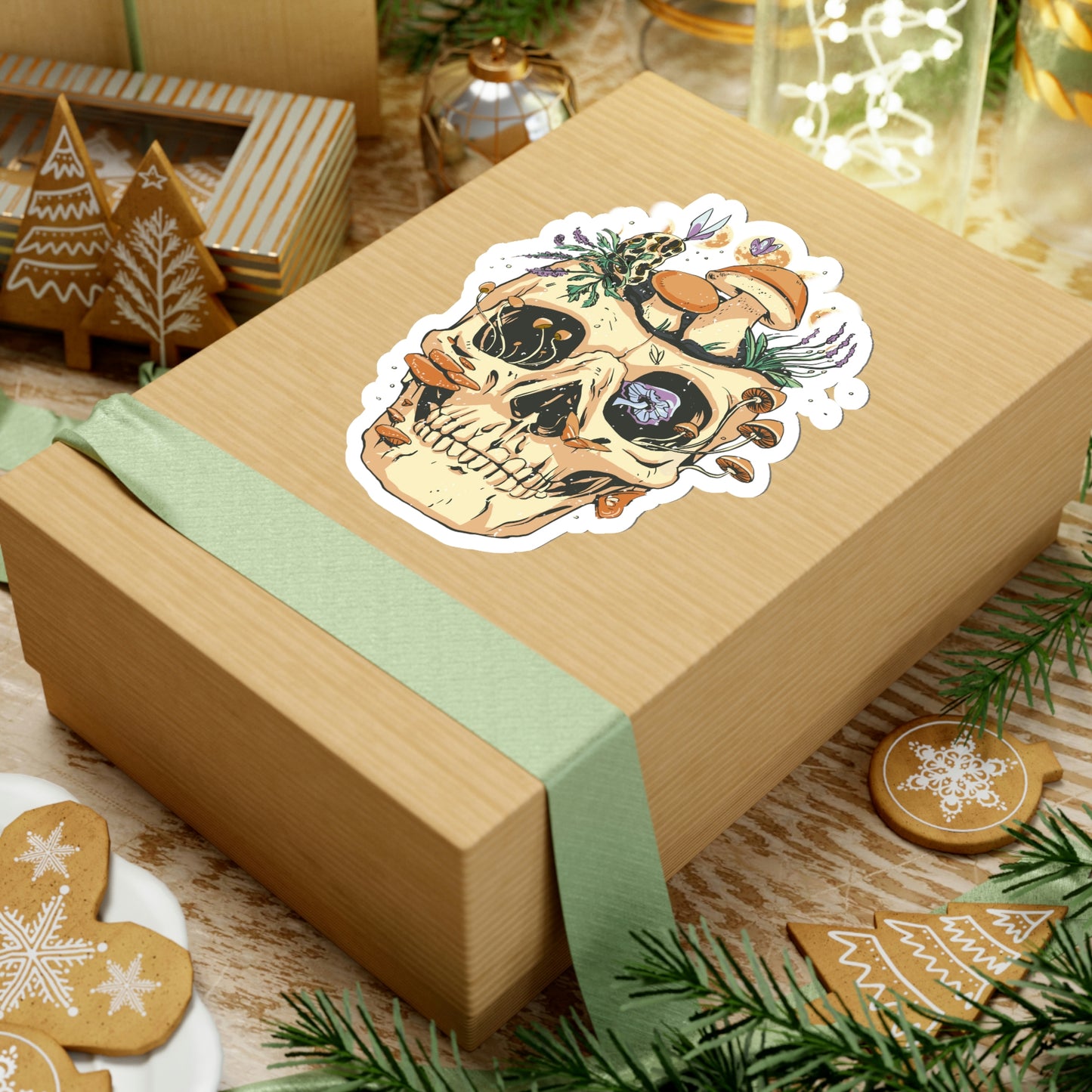 Cottagecore Aesthetic Skulls Mushroom Sticker