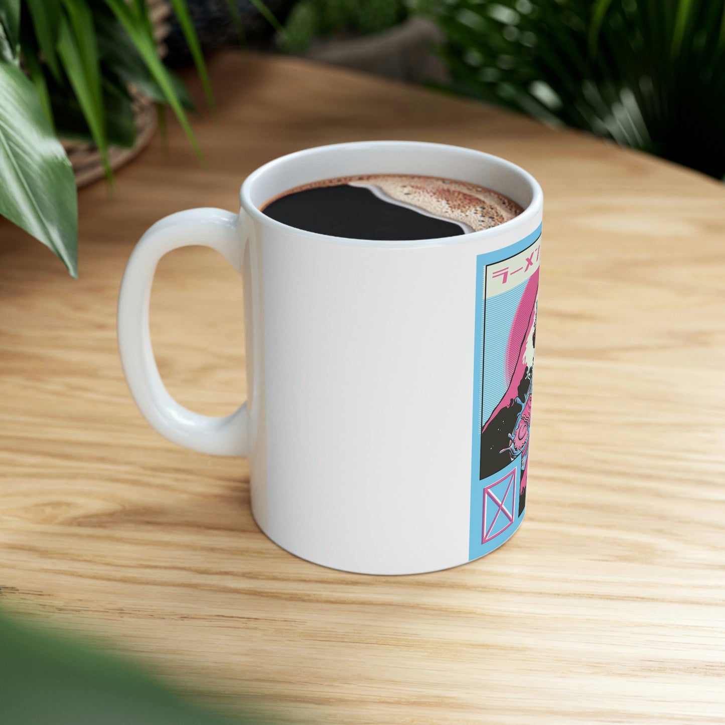 Japanese Aesthetic Ramen Wave Retrowave White Ceramic Mug 11oz