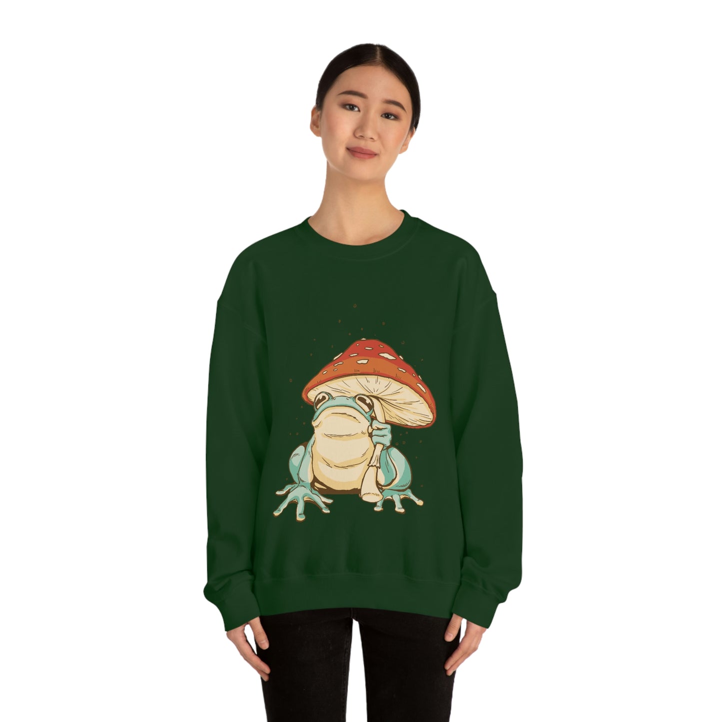 Cottagecore Aesthetic Mushrooms and Frog Sweatshirt