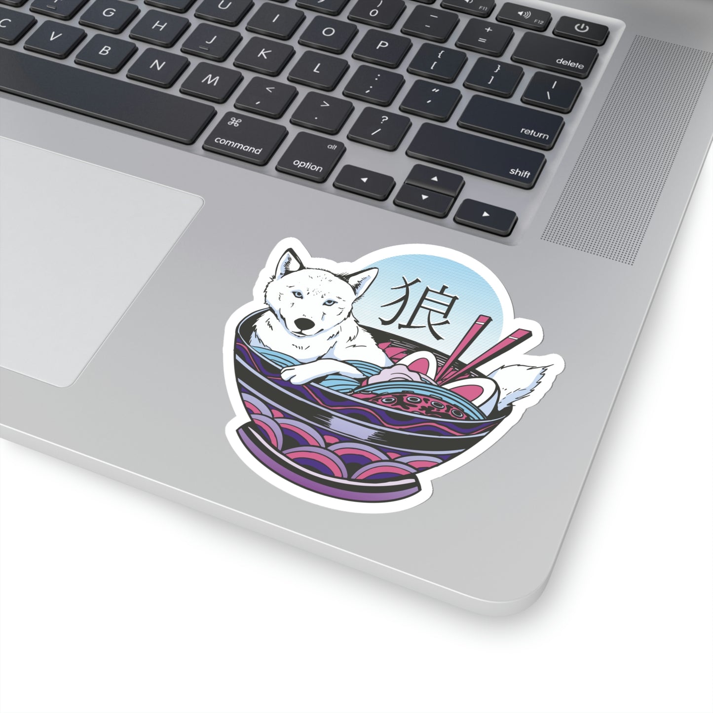 Retrowave Wolf In Ramen, Vaporwave Sticker