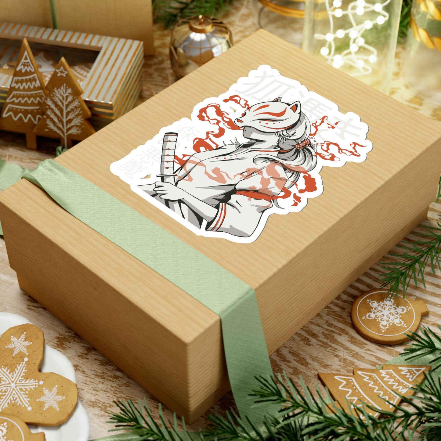 Japanese Aesthetic Kitsune Samurai Sticker