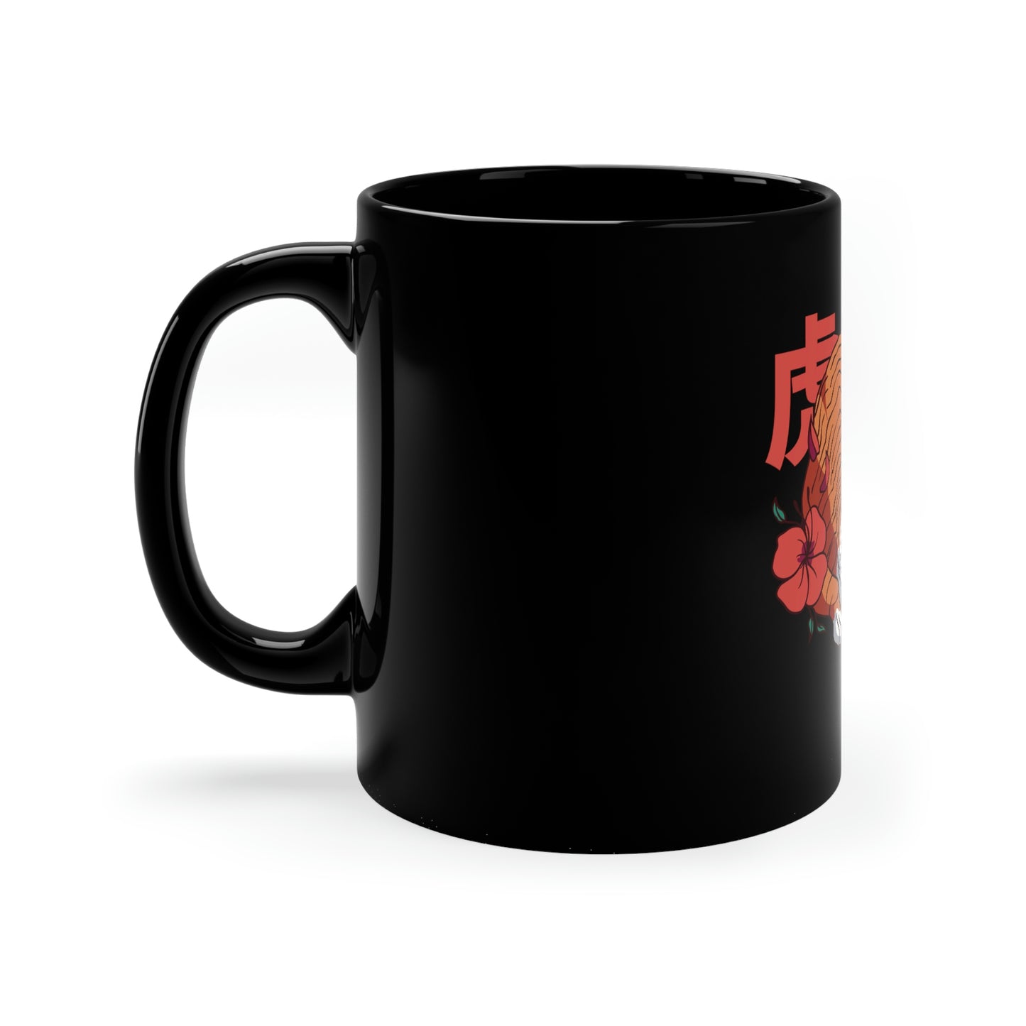 Japanese Aesthetic Tiger and Flowers Mug