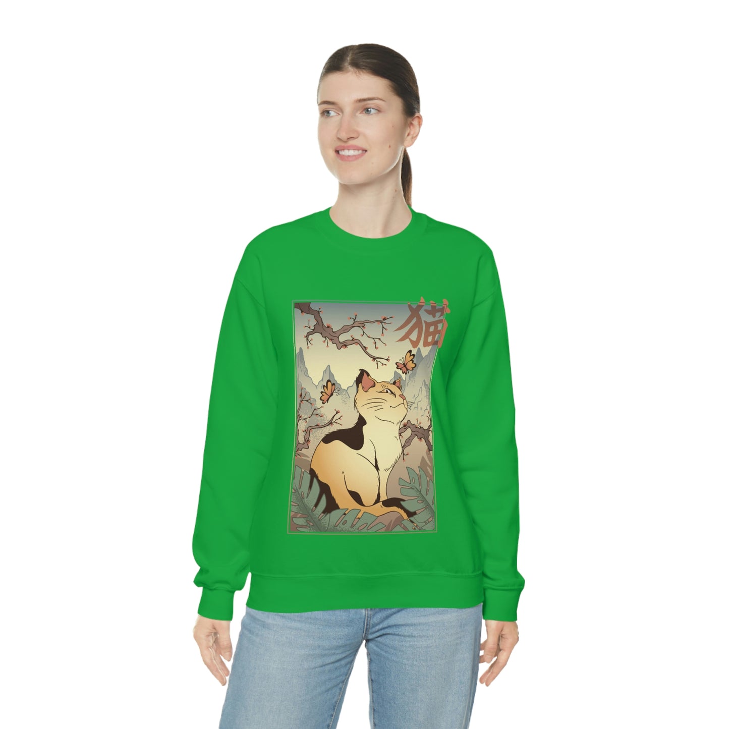 Indie Japanese Art Retro, Japanese Aesthetic Cat Sweatshirt