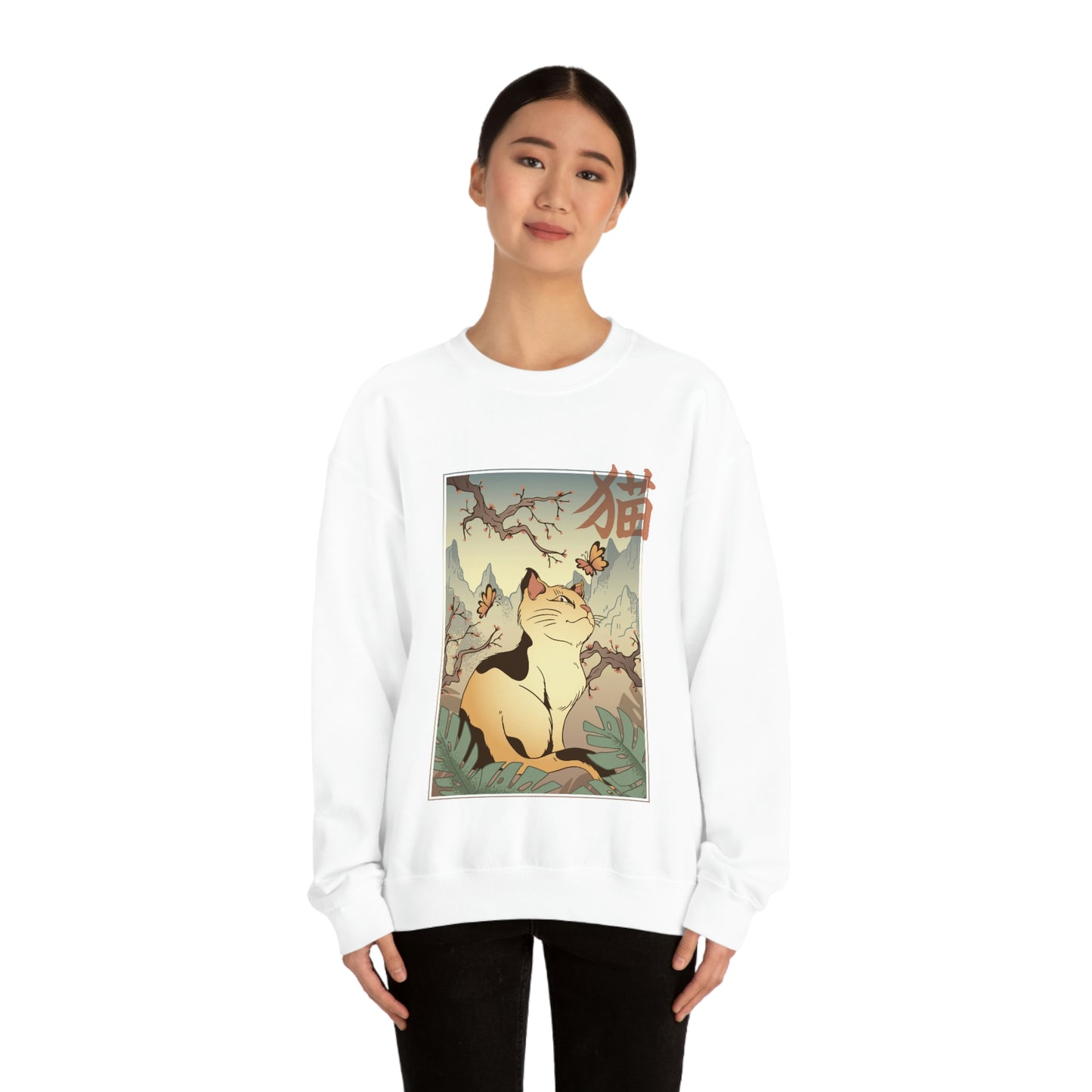 Indie Japanese Art Retro, Japanese Aesthetic Cat Sweatshirt