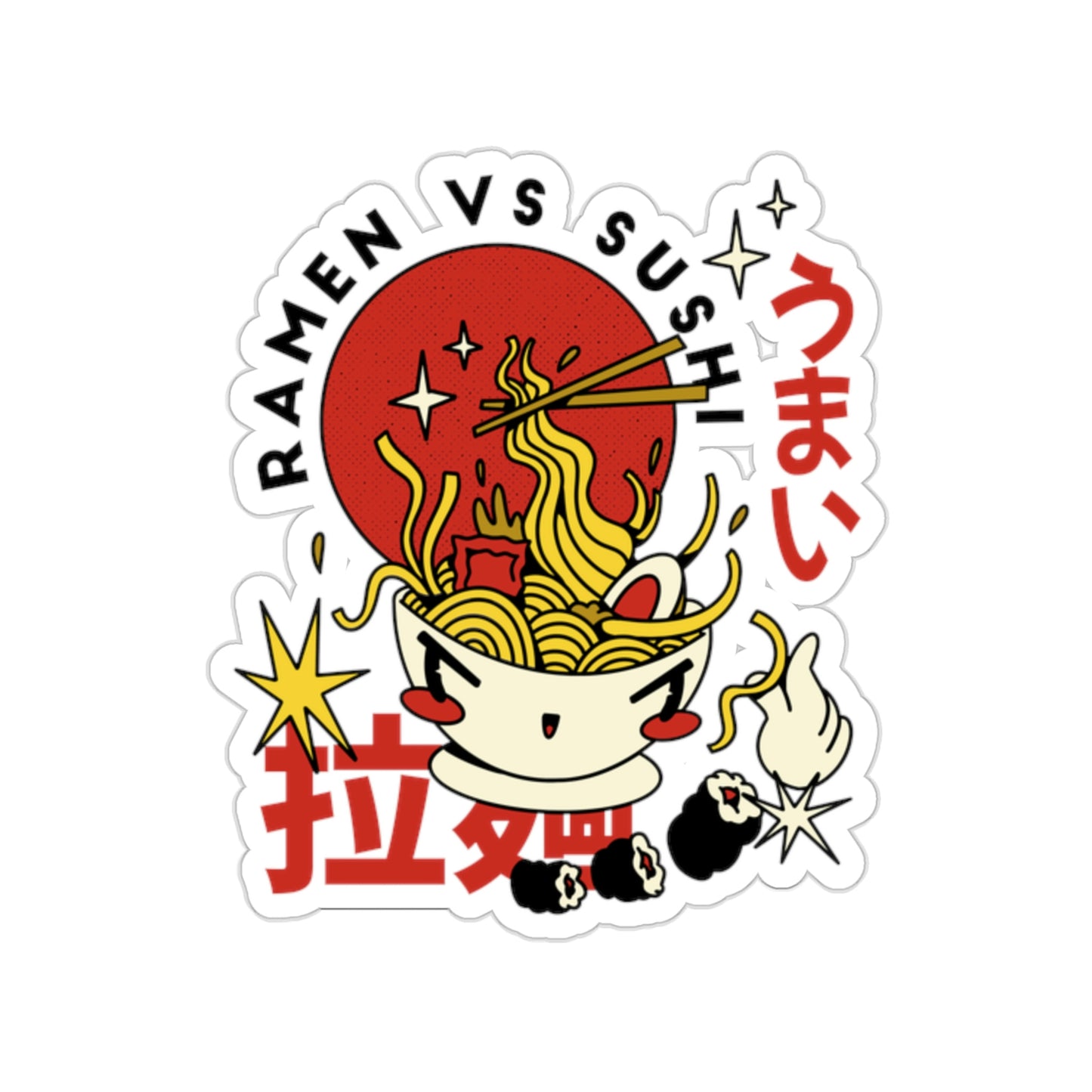 Japanese Aesthetic Ramen Vs Sushi Sticker