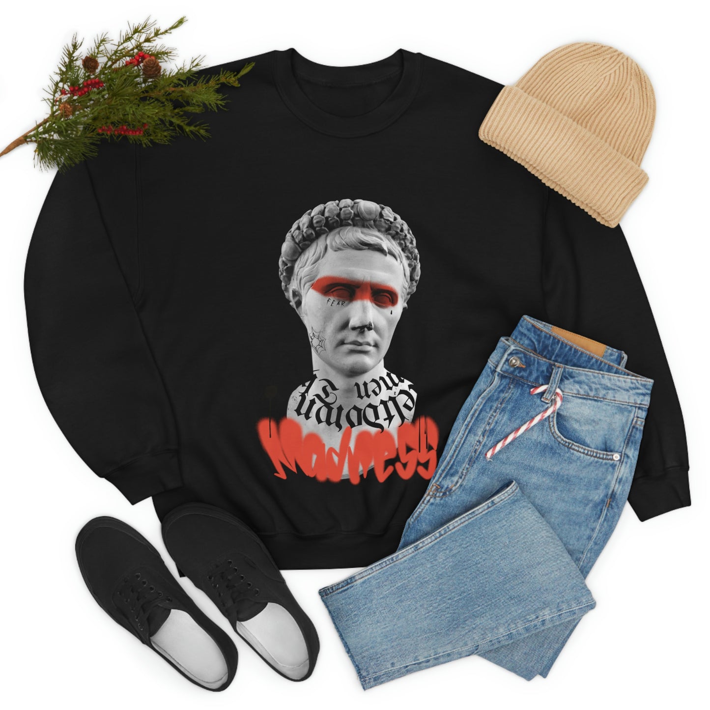 Greek Statue Graffiti Y2k Aesthetic Sweatshirt