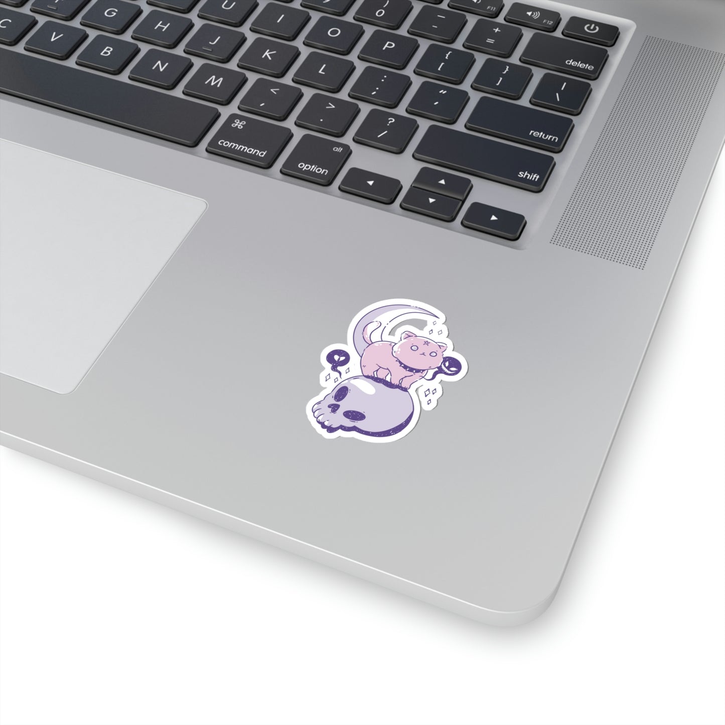 Pastel Goth Cat On Skull Goth Aesthetic Sticker