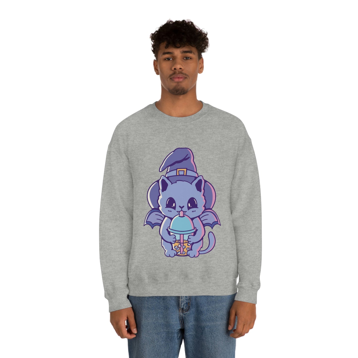 Pastel Goth Cat Witch, Goth Aesthetic Sweatshirt