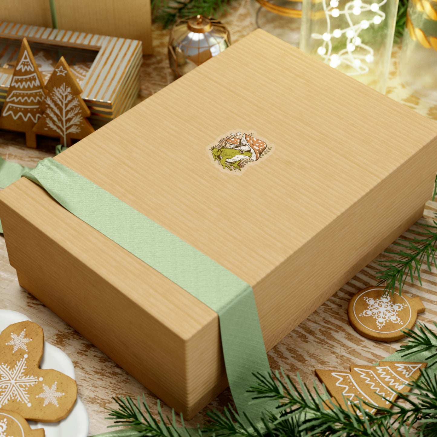Cottagecore Aesthetic Mushrooms and Frog Sticker