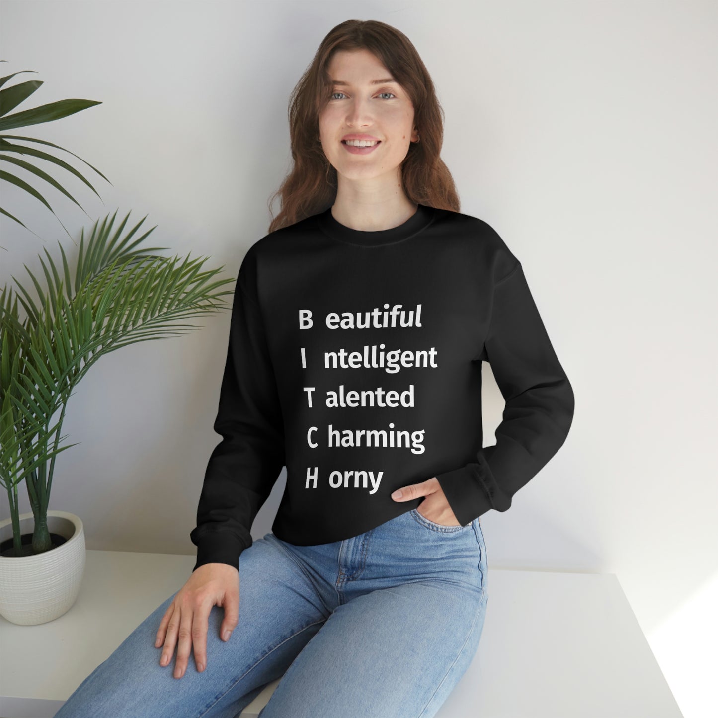 BITCH Shirt, Beautifull Intelligent, Talented, Charming, Horny Sweatshirt