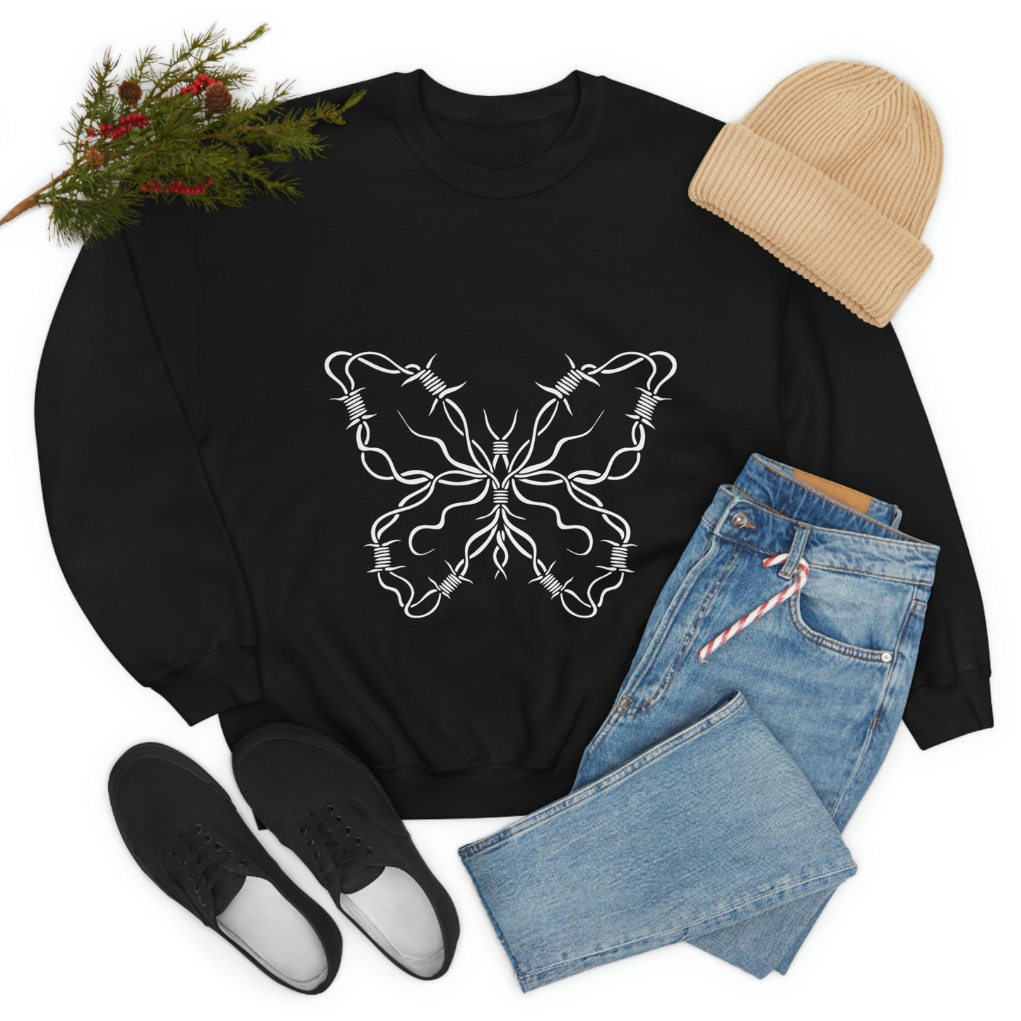 Barbwire Butterfly Y2k Aesthetic Sweatshirt