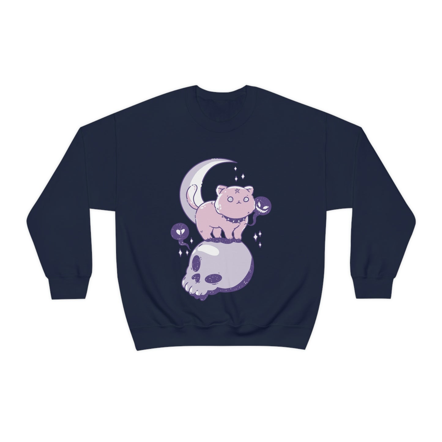 Pastel Goth Cat On Skull Goth Aesthetic Sweatshirt