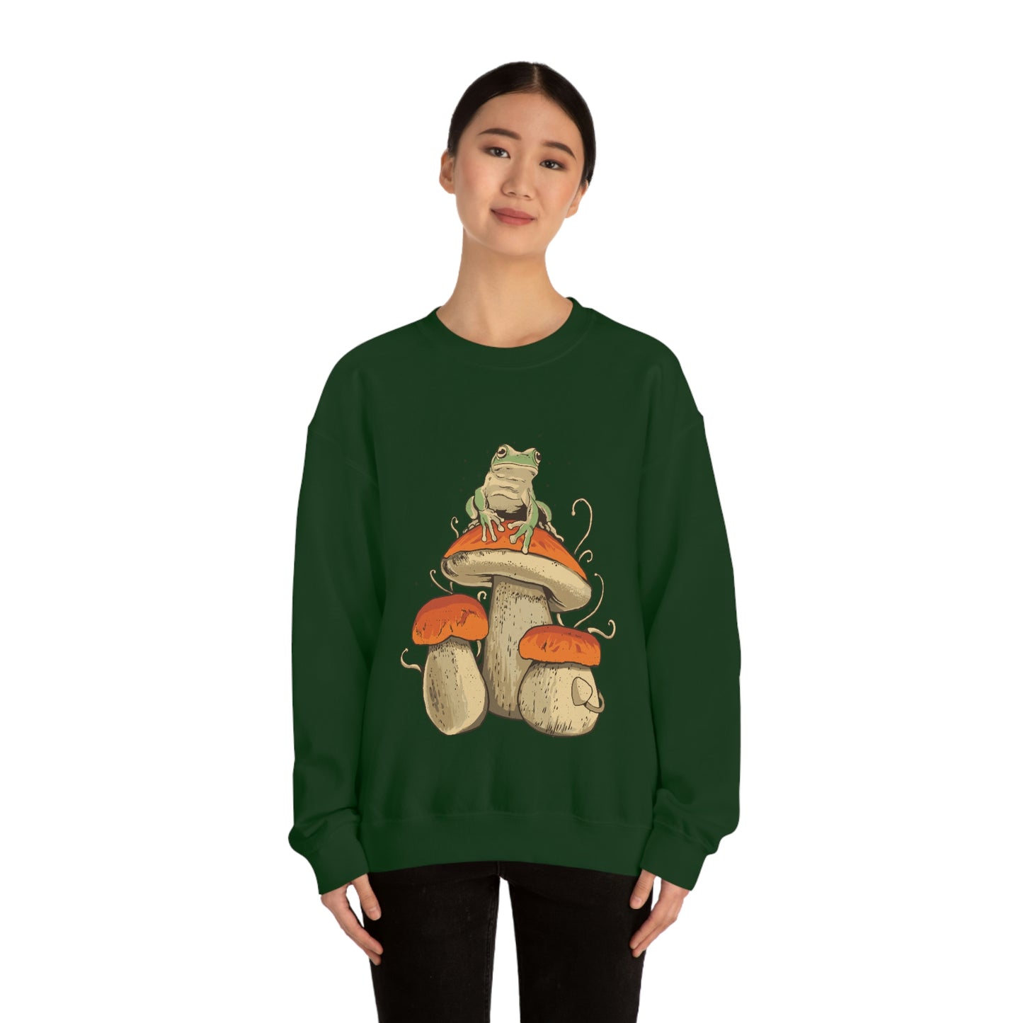 Cottagecore Aesthetic Mushrooms and Frog Sweatshirt