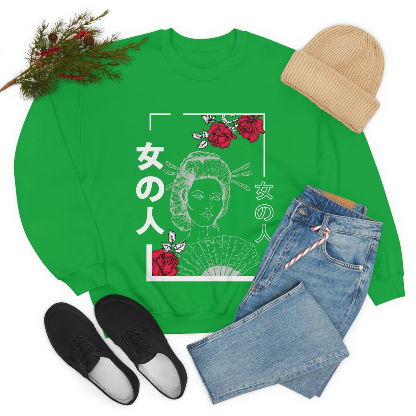 Indie Art Japanese Aesthetic Line Art Geisha Sweatshirt