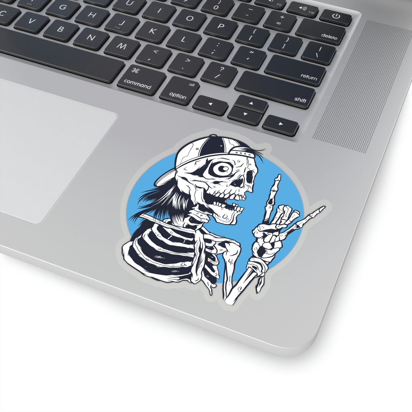 Skeleton Rock Sign Skater Sticker