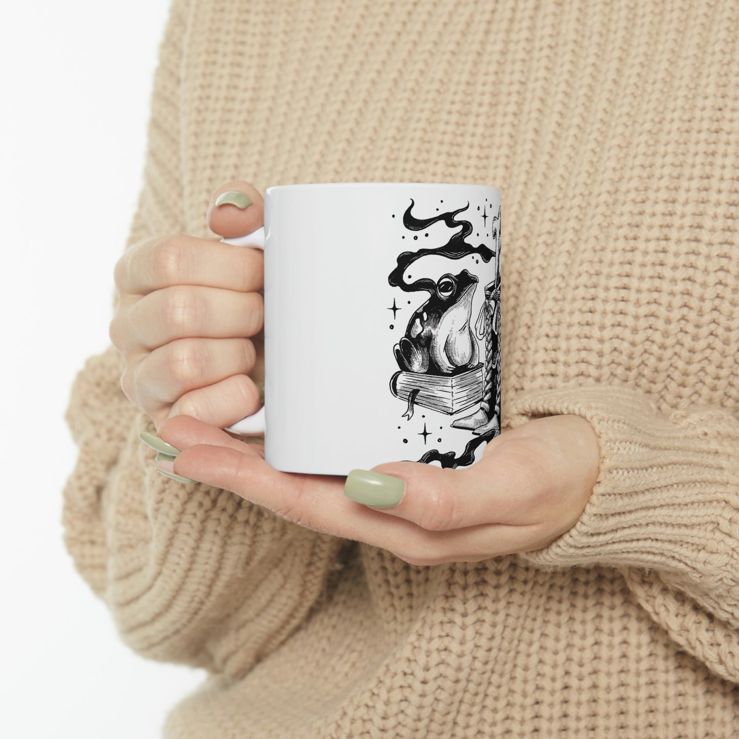 Witch Aesthetic Frog Goth Aesthetic White Ceramic Mug