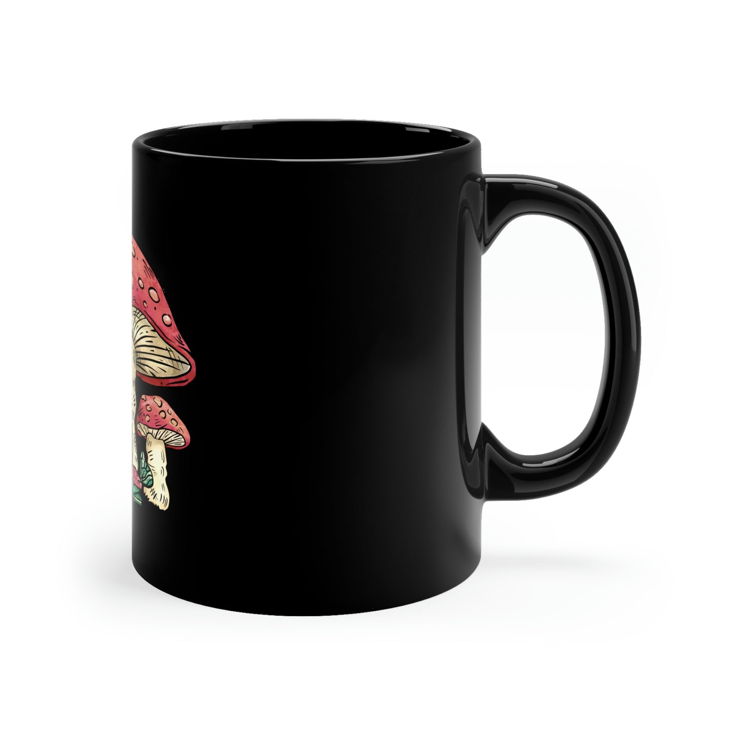 Cottagecore Aesthetic Mushrooms and Frog Cartoon Dark Mug