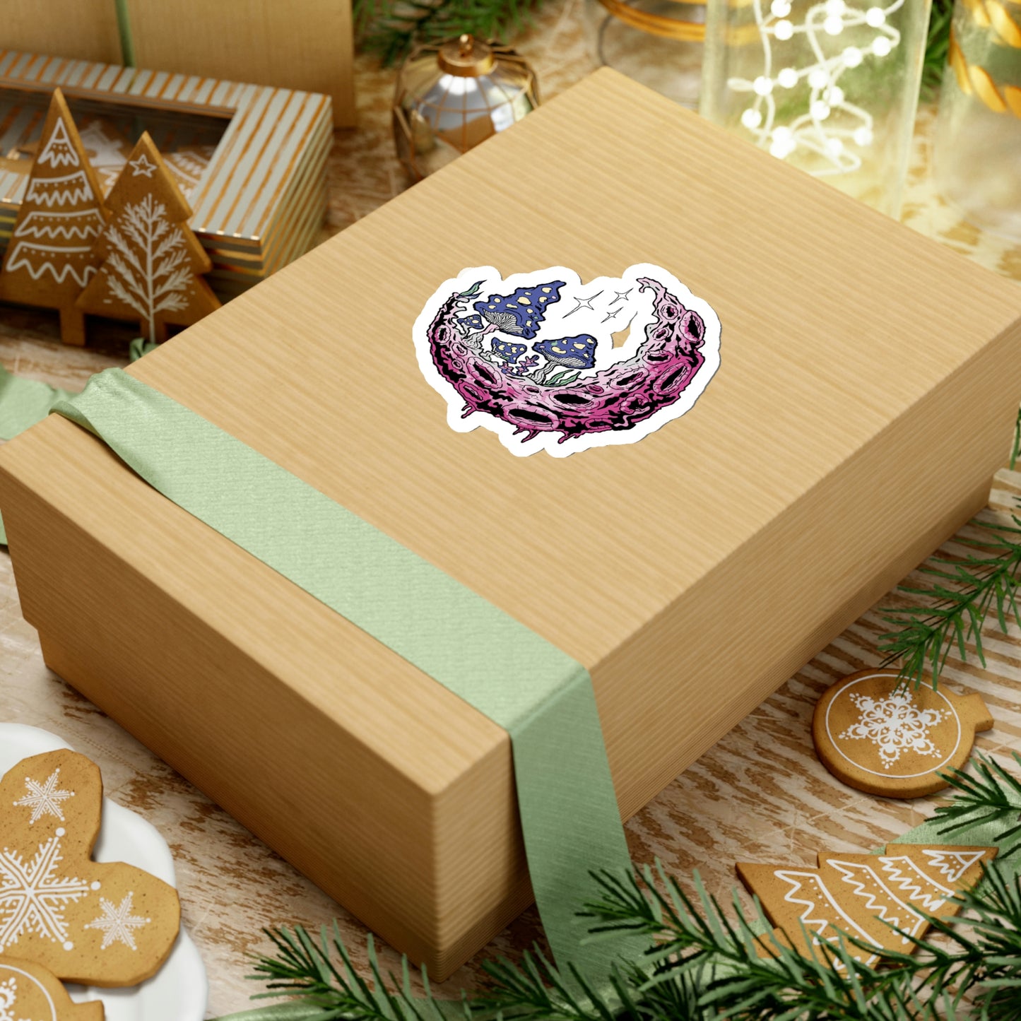 Cottagecore Aesthetic Moon Mushrooms Magic Sticker