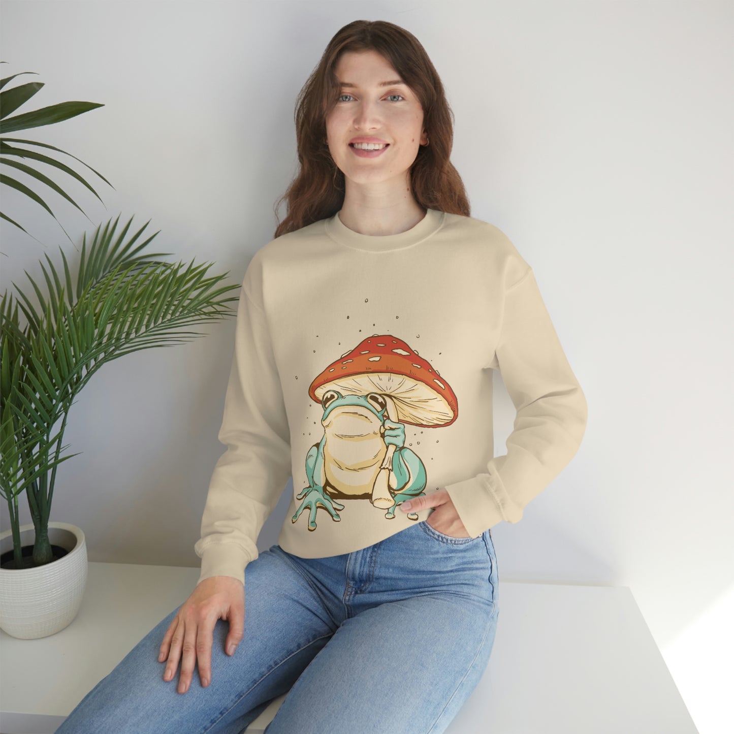 Cottagecore Aesthetic Mushrooms and Frog Sweatshirt