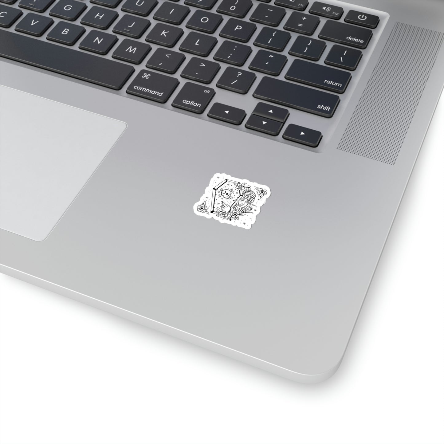 Women Skull Coffinn Line Art Sticker