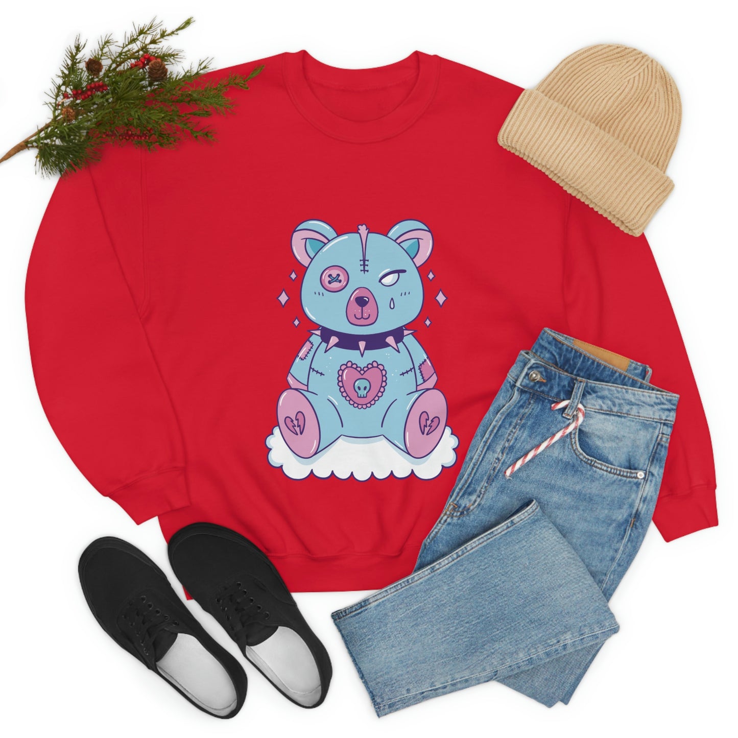 Pastel Goth Bear, Goth Aesthetic Sweatshirt