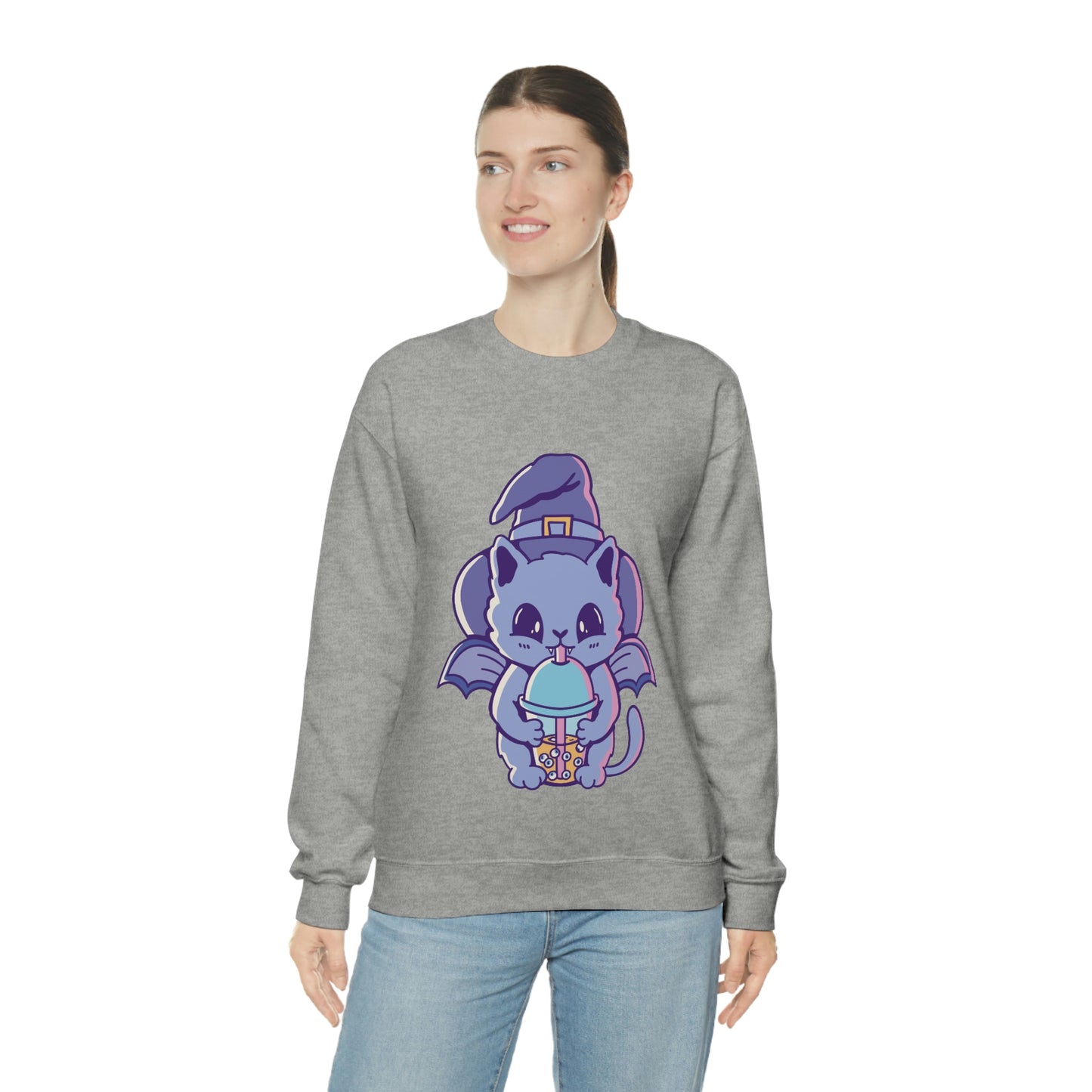 Pastel Goth Cat Witch, Goth Aesthetic Sweatshirt