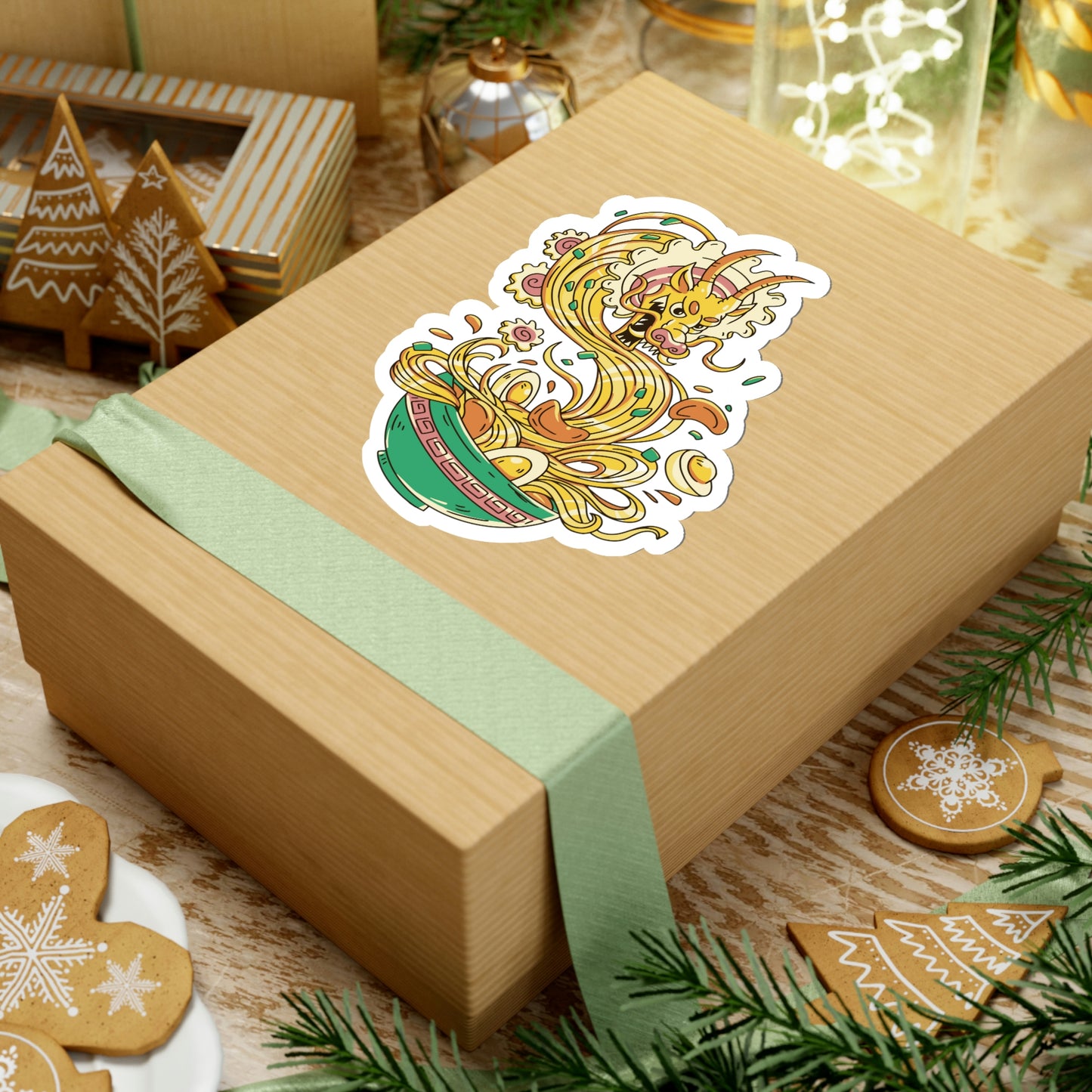 Japanese Aesthetic Dragon Ramen Illustration Sticker