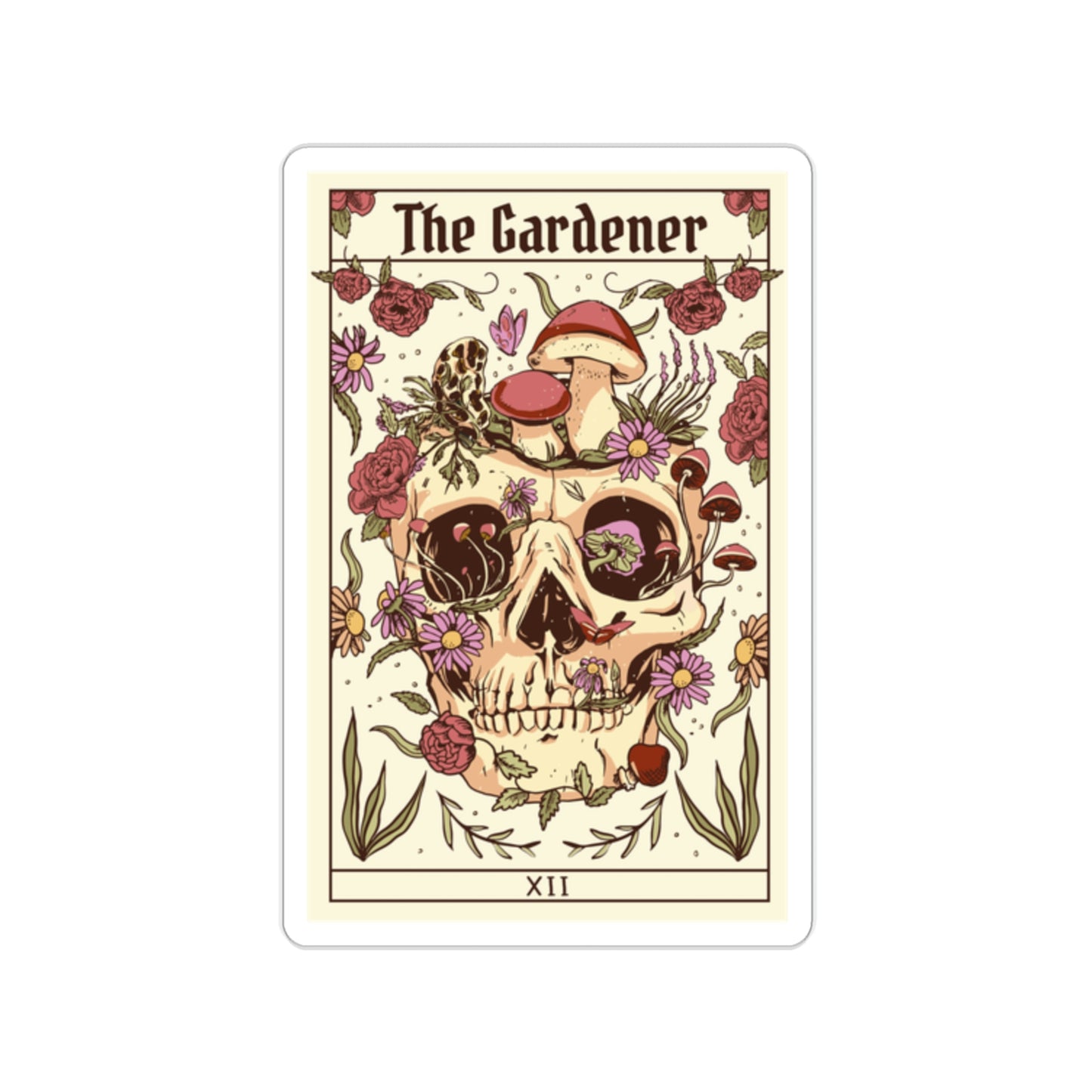 Tarot Card The Gardener Skull Sticker