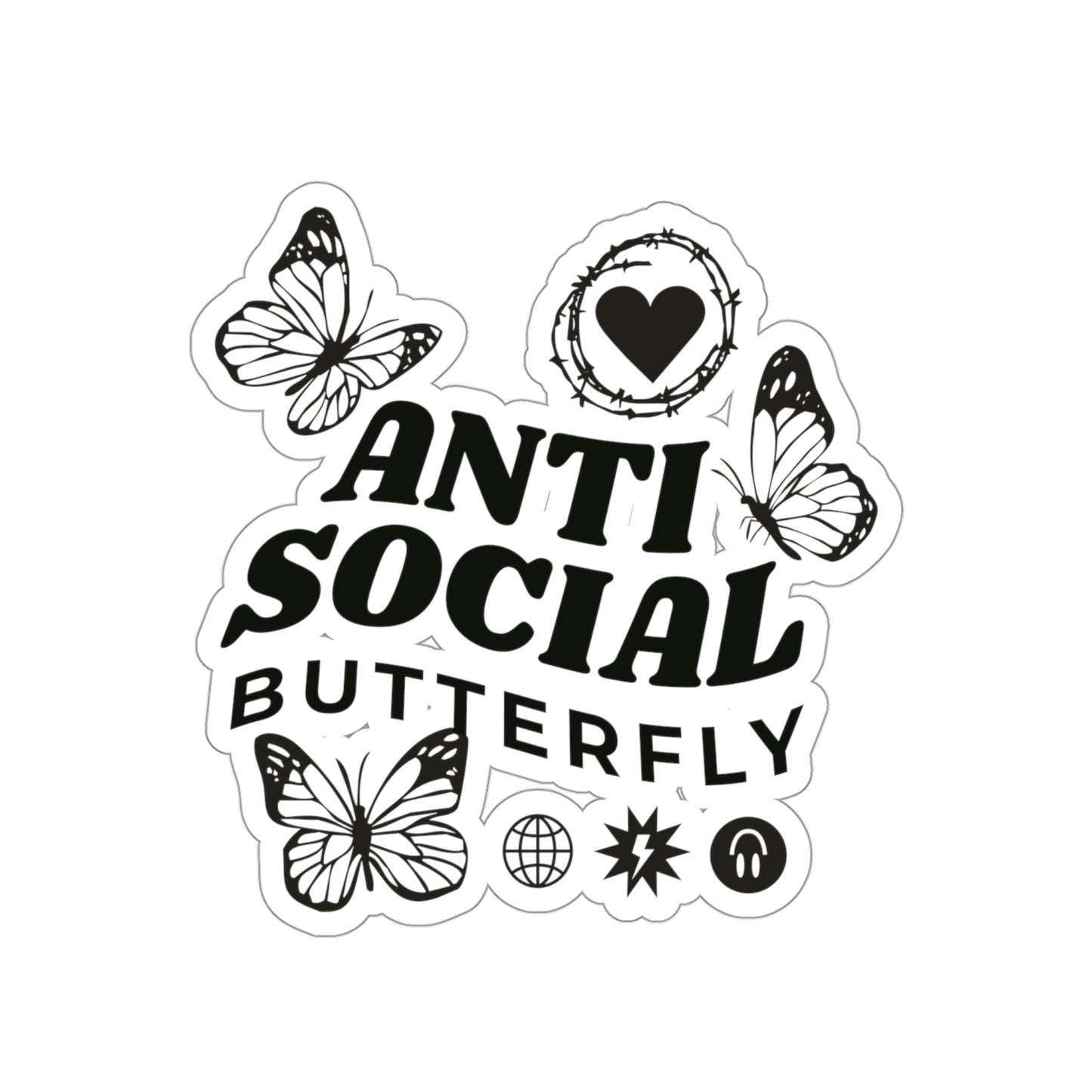 Anti Social Butterfly, Goth Aesthetic Sticker