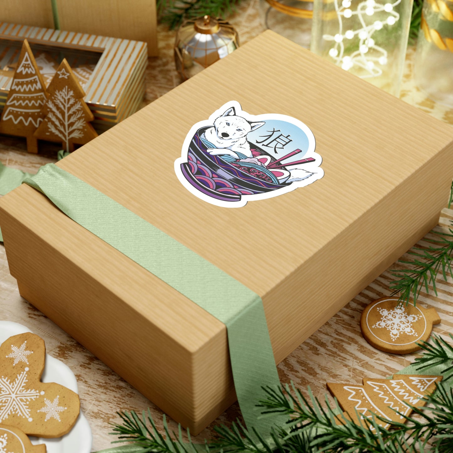 Retrowave Wolf In Ramen, Vaporwave Sticker