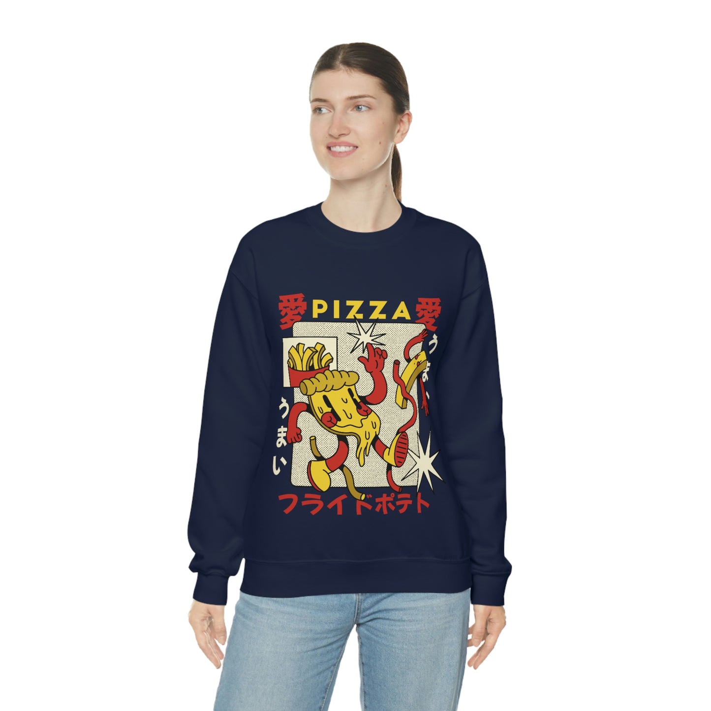 Japanese Aesthetic Pizza Cartoon Sweatshirt