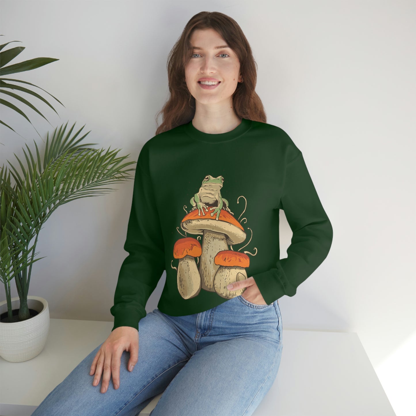 Cottagecore Aesthetic Mushrooms and Frog Sweatshirt